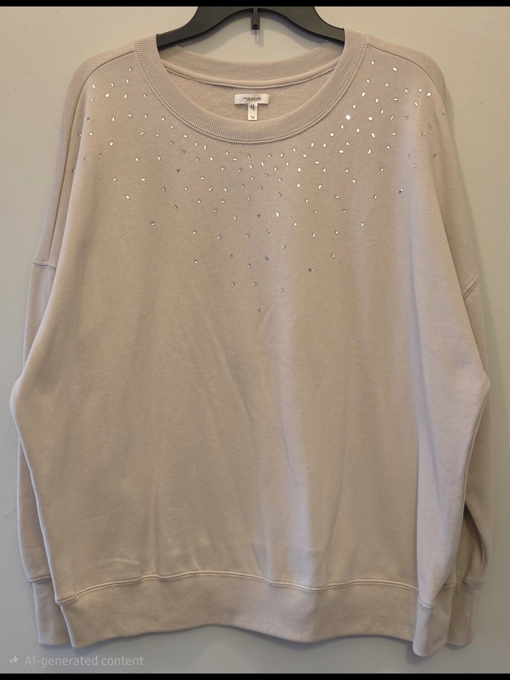 Maurice's Womens Plus Rhinestone Crewneck Sweatshirt